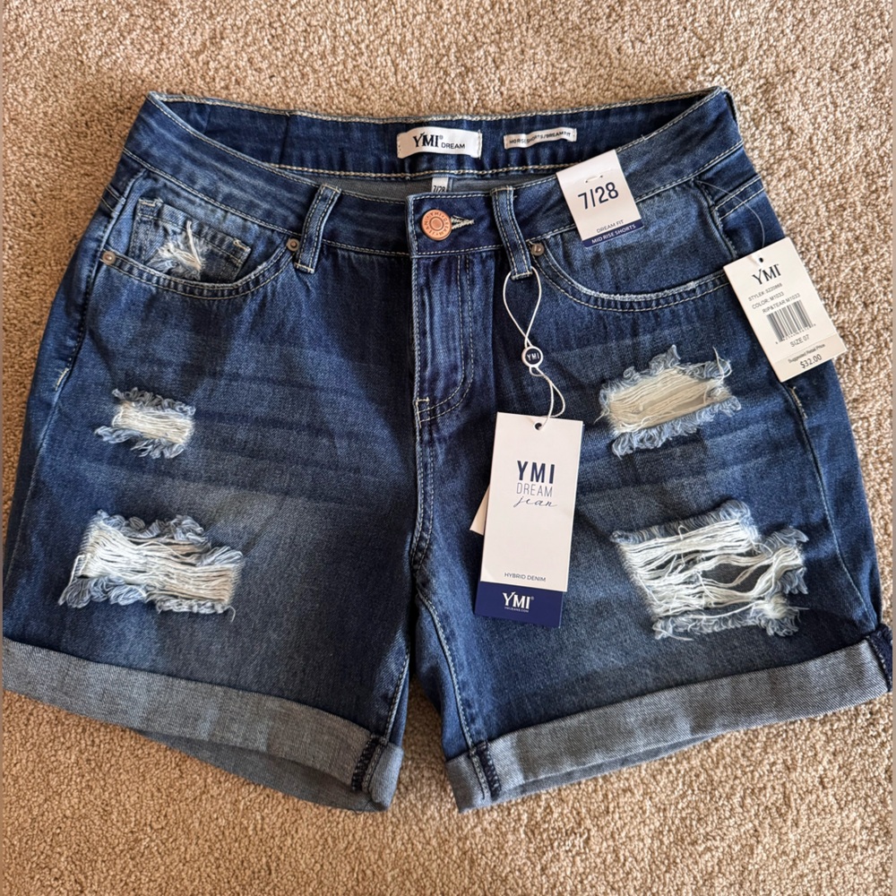 YMI Blue Distressed Jean Shorts
